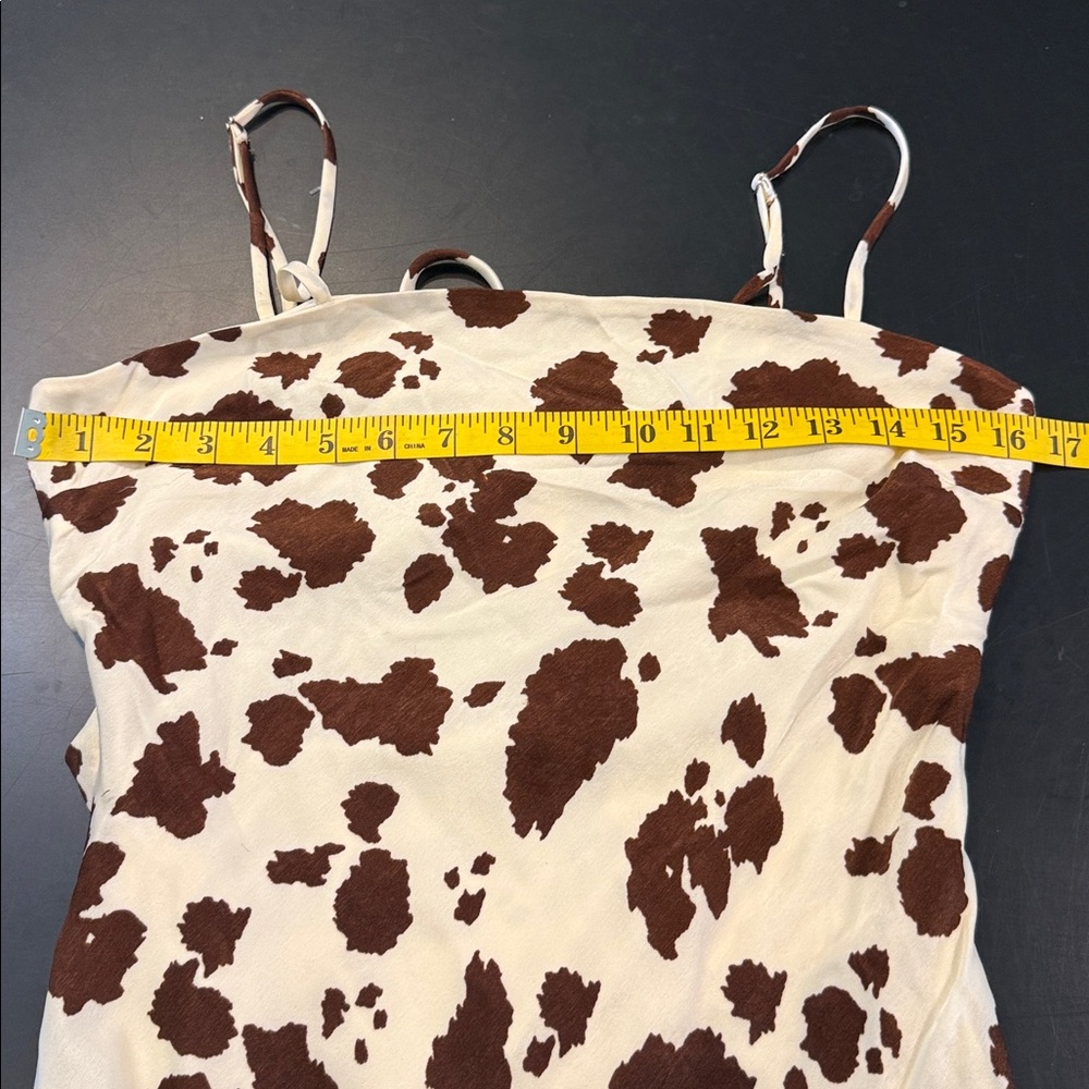 THIRTY/THIRTY Cow Print Spaghetti Strap Mini dress size MD - Picture 5 of 8